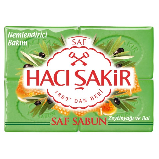 Haci Sakir Pure Soap With Olive Oil And Honey 4x175g - TURKISH ONLINE MARKET UK - £3.79