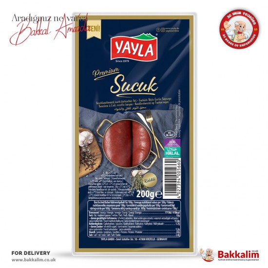 Yayla Premium Turkish Style Sucuk Finger Garlic Sausage 200 G - TURKISH ONLINE MARKET UK - £3.69