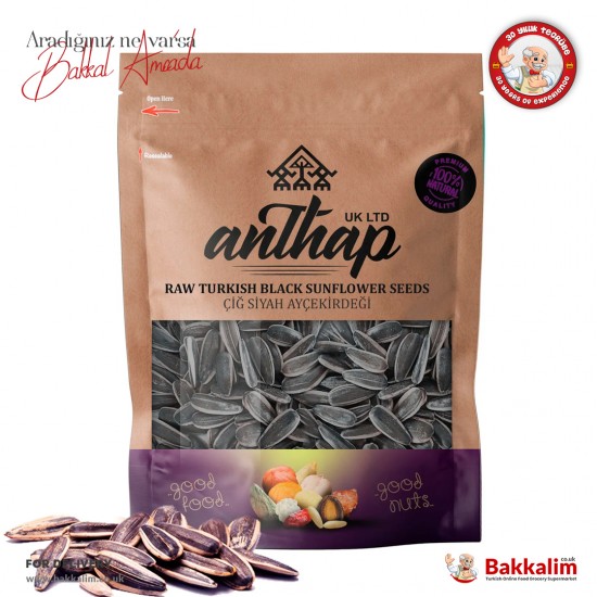 Anthap Raw Black Sunflower Seeds 500 G - TURKISH ONLINE MARKET UK - £4.99