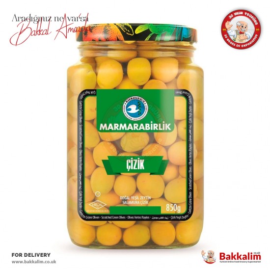 Marmarabirlik XL Strached Natural Green Olives Strained 850 G