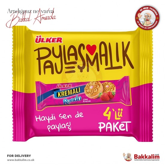 Ulker Cream Strawberry Sandwich Biscuits 4 Pack 244 G