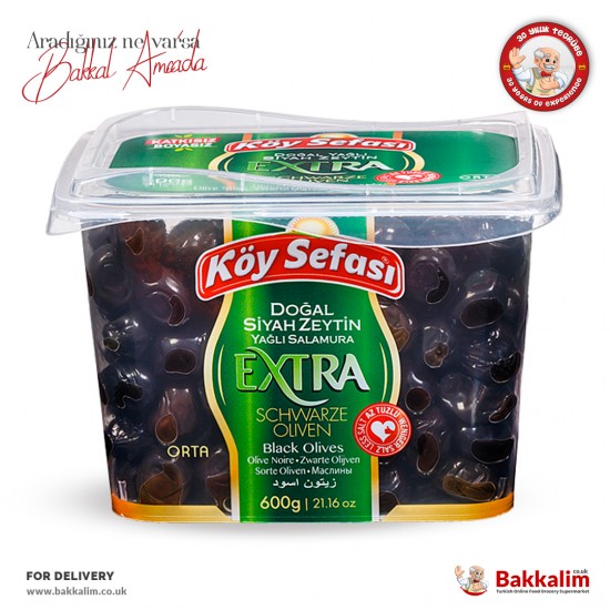 Köy Sefası Extra Yağlı Doğal Siyah Zeytin 600 Gr - TURKISH ONLINE MARKET UK - £5.19