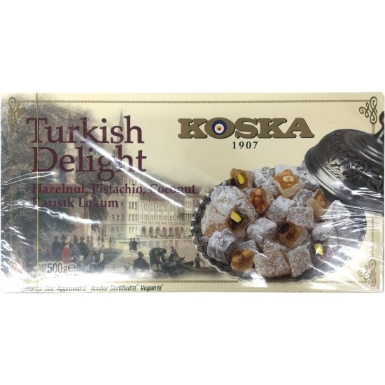 Koska Turkish Delight With Hazelnut Pistachio Coconut 500g - TURKISH ONLINE MARKET UK - £4.99