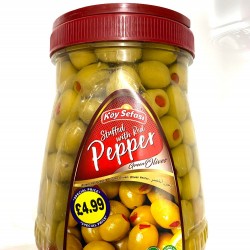 Koy Sefasi Green Olives Stuffed With Red Pepper Drained Weight 800g Net Weight 1600g