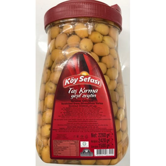 Köy Sefası Taş Kırma Yeşil Zeytin 1500 Gr - TURKISH ONLINE MARKET UK - £6.99