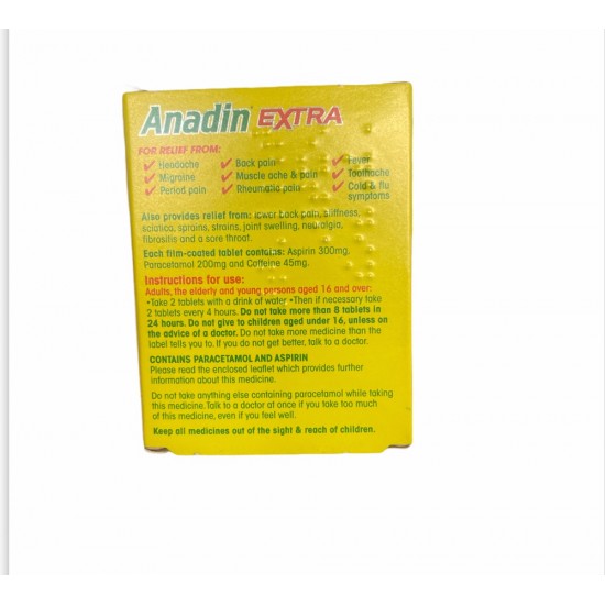 Anadin 12 Caplets  Extra  Aspirin And Paracetamol - TURKISH ONLINE MARKET UK - £2.29