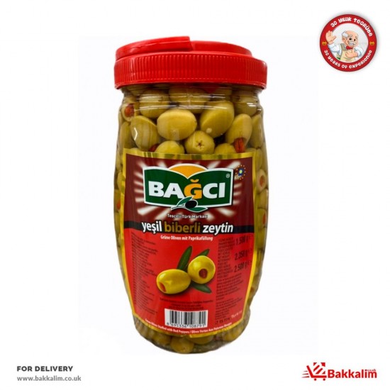 Bagci  2500 Gr Green Olives Stuffed With Red Pepers - TURKISH ONLINE MARKET UK - £14.99