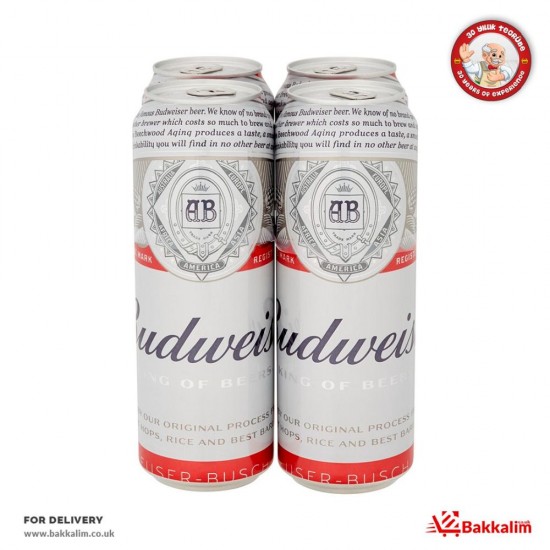 Budweiser 568 Ml 4 Pcs Lager Beer Cans - TURKISH ONLINE MARKET UK - £7.79