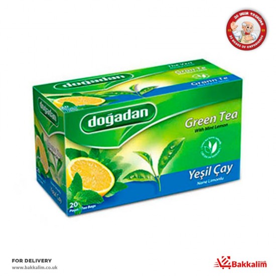 Dogadan 20 Bags Green Tea With Mint Lemon - TURKISH ONLINE MARKET UK - £2.19