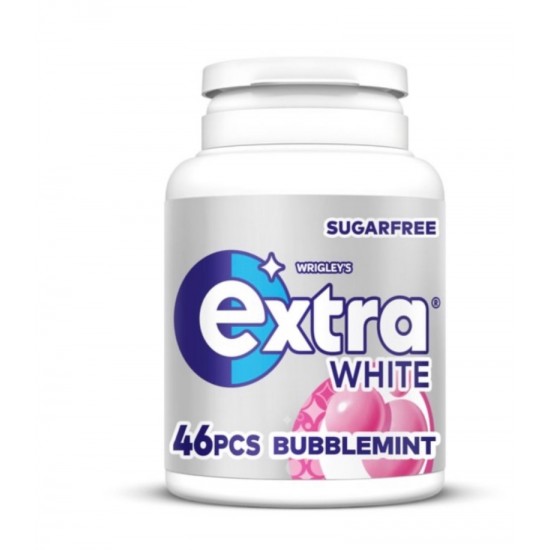 Extra White Bubblemint Sugarfree Chewing Gum Bottle 46 Pieces - TURKISH ONLINE MARKET UK - £2.39