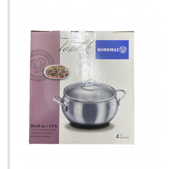 Korkmaz 20cm By 10cm 3500ml Casserole - TURKISH ONLINE MARKET UK - £28.99