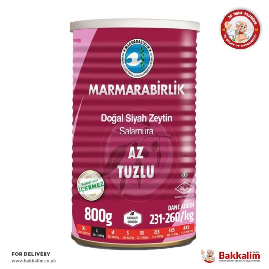 Marmarabirlik L 800 Gr Low Salted Natural Black Olives - TURKISH ONLINE MARKET UK - £4.69
