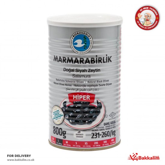Marmarabirlik Net 800 Gr L Hiper Doğal Salamura Siyah Zeytin - TURKISH ONLINE MARKET UK - £6.39
