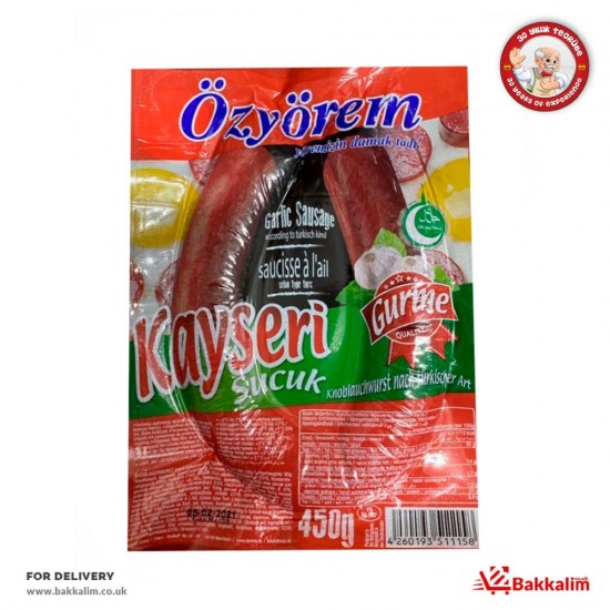 Özyörem 450 Gr Sarımsaklı Kayseri Usulü Sucuk - TURKISH ONLINE MARKET UK - £7.99