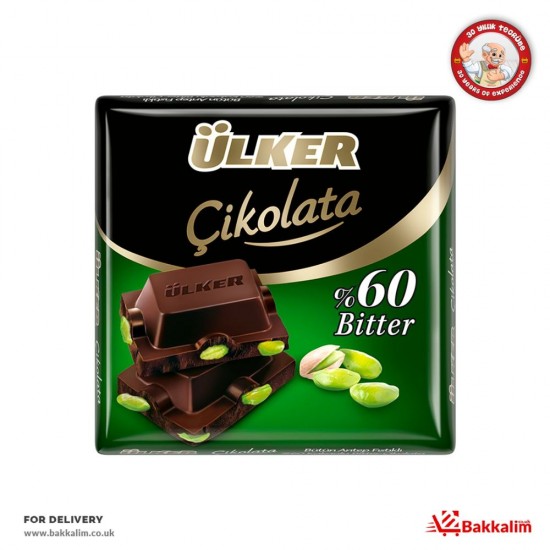 Ülker 65 Gr  60 Bitter Antep Fıstıklı Bitter Çikolata - TURKISH ONLINE MARKET UK - £1.39