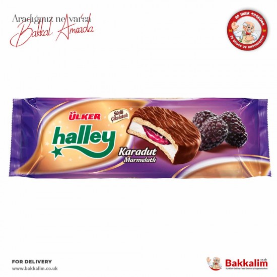 Ulker Halley Chocolate Coated Blackberry And Sandwich Biscuits With Marshmallow - TURKISH ONLINE MARKET UK - £1.79