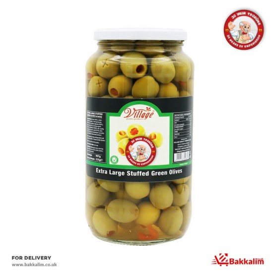 Village 907 Gr Extra Large Stuffed Green Olives - TURKISH ONLINE MARKET UK - £5.99