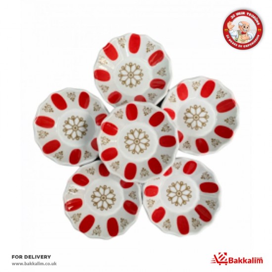 White And Red Coaster 6 Pcs - TURKISH ONLINE MARKET UK - £3.99